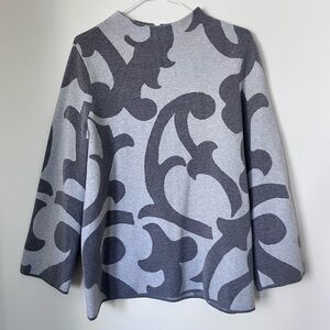 Chico's Gray and Silver neutral minimalist casual Patterned Sweater size 1